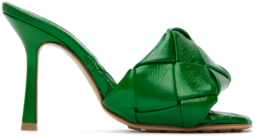 BOTTEGA VENETA キルティング ミュール グリーン 40 Bottega Veneta: Green Lido Mules | SSENSE