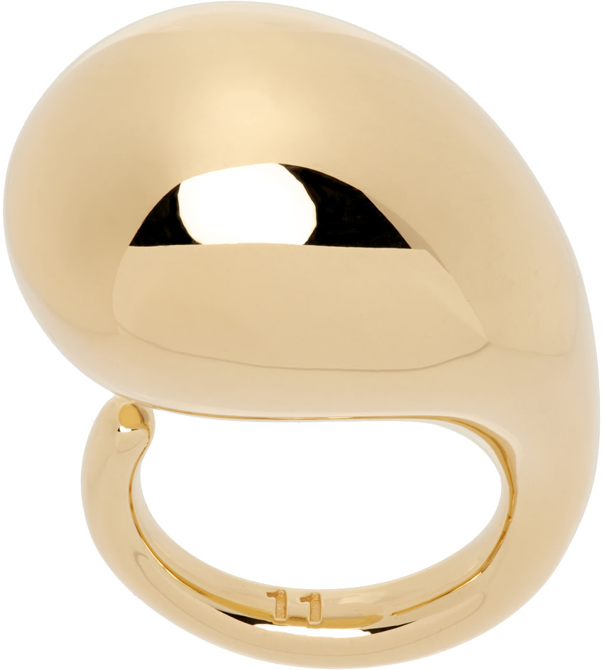Bottega Veneta: Gold Drop Ring | SSENSE Bahrain