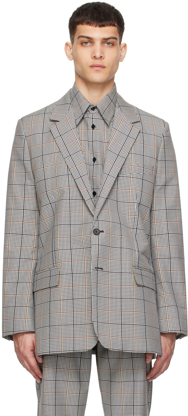 Marni: Gray Check Blazer | SSENSE
