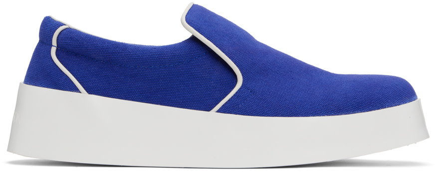 JW Anderson: Blue Piping Sneakers | SSENSE