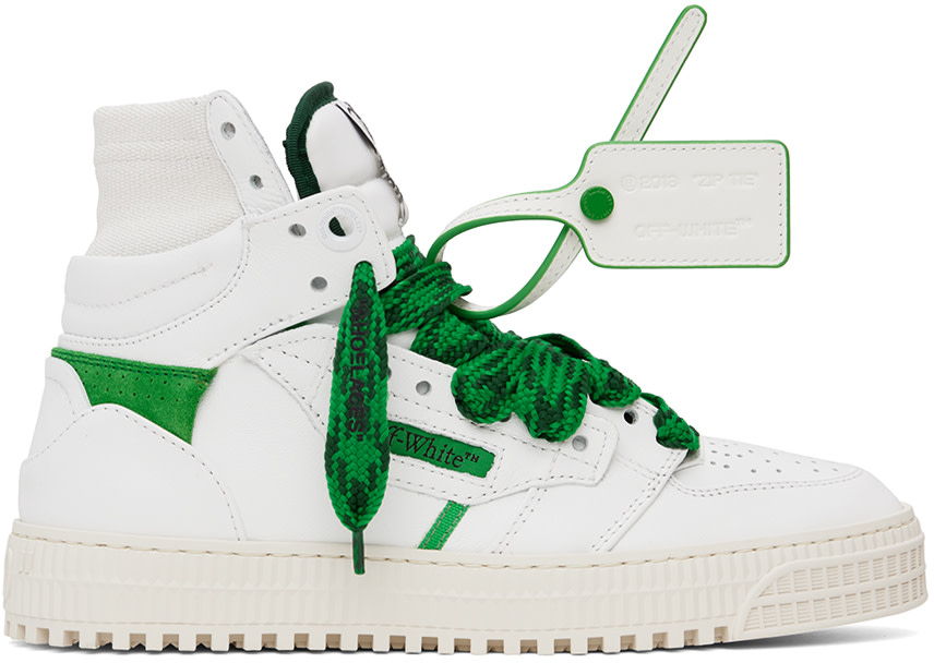 Off-White: ホワイト＆グリーン 3.0 Off Court スニーカー | SSENSE 日本