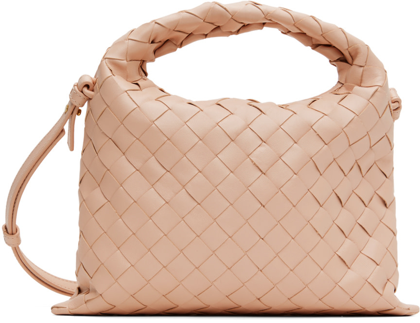 【美品】BOTTEGA VENETAミニ ザ・クラシック バッグ ピンクベージュ Bottega Veneta: Pink Mini Hop Bag | SSENSE