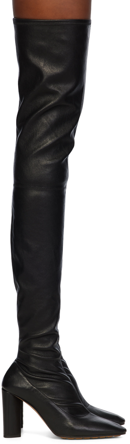 Bottega Veneta: Black Tripod Over-The-Knee Boots | SSENSE Canada