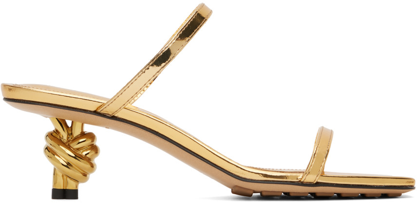 Bottega Veneta: Gold Knot Mules | SSENSE