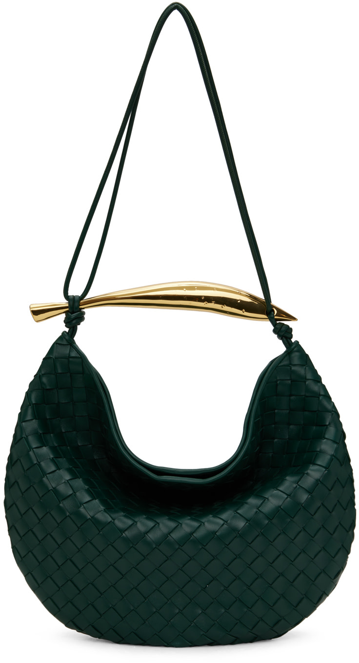 Bottega Veneta: グリーン ミディアム Sardine メッセンジャーバッグ