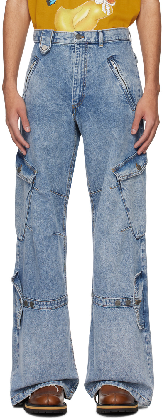 EGONlab: Blue Cargo Pocket Jeans | SSENSE