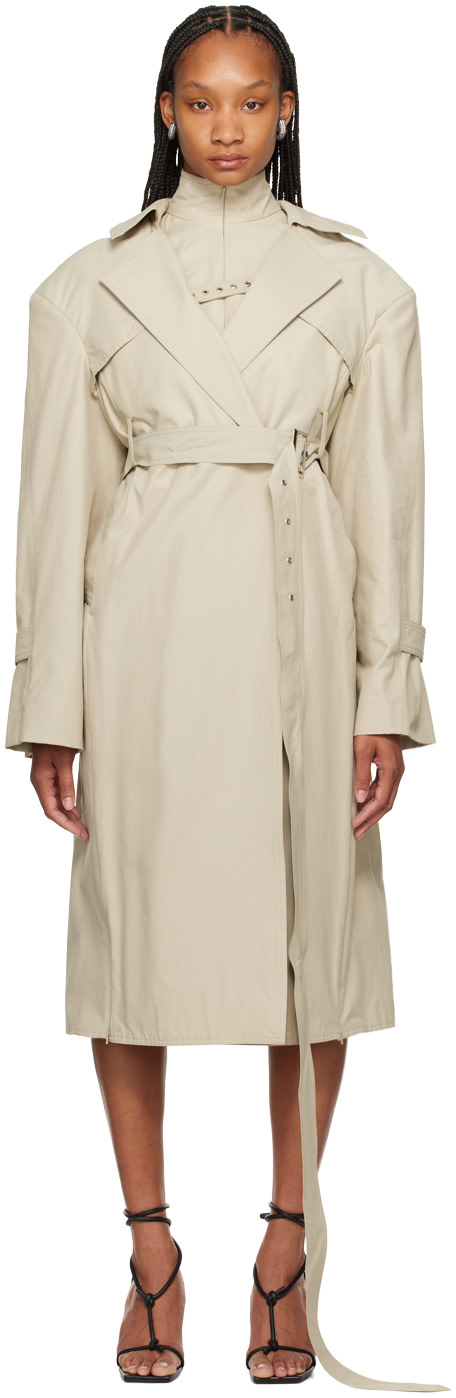 Beige Oren Trench Coat & Tank Top Set