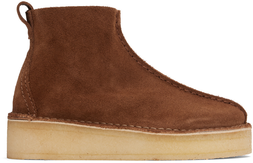 Clarks Originals: Brown Trek Wedge Boots | SSENSE
