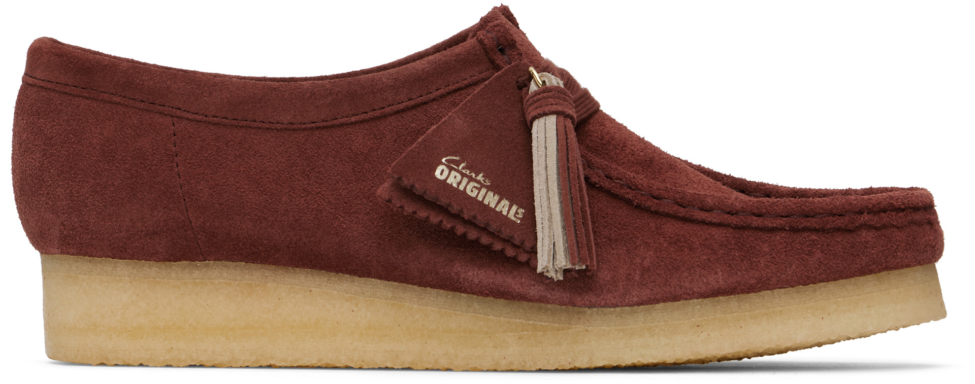 Clarks Originals: Burgundy Wallabee Derbys | SSENSE