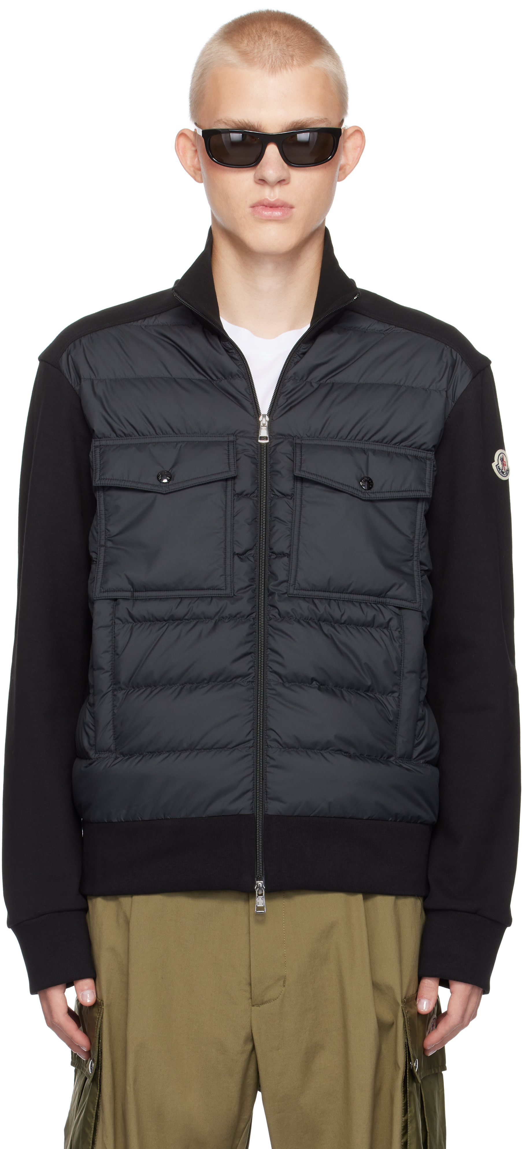 Moncler: Black Zip Up Down Jacket | SSENSE