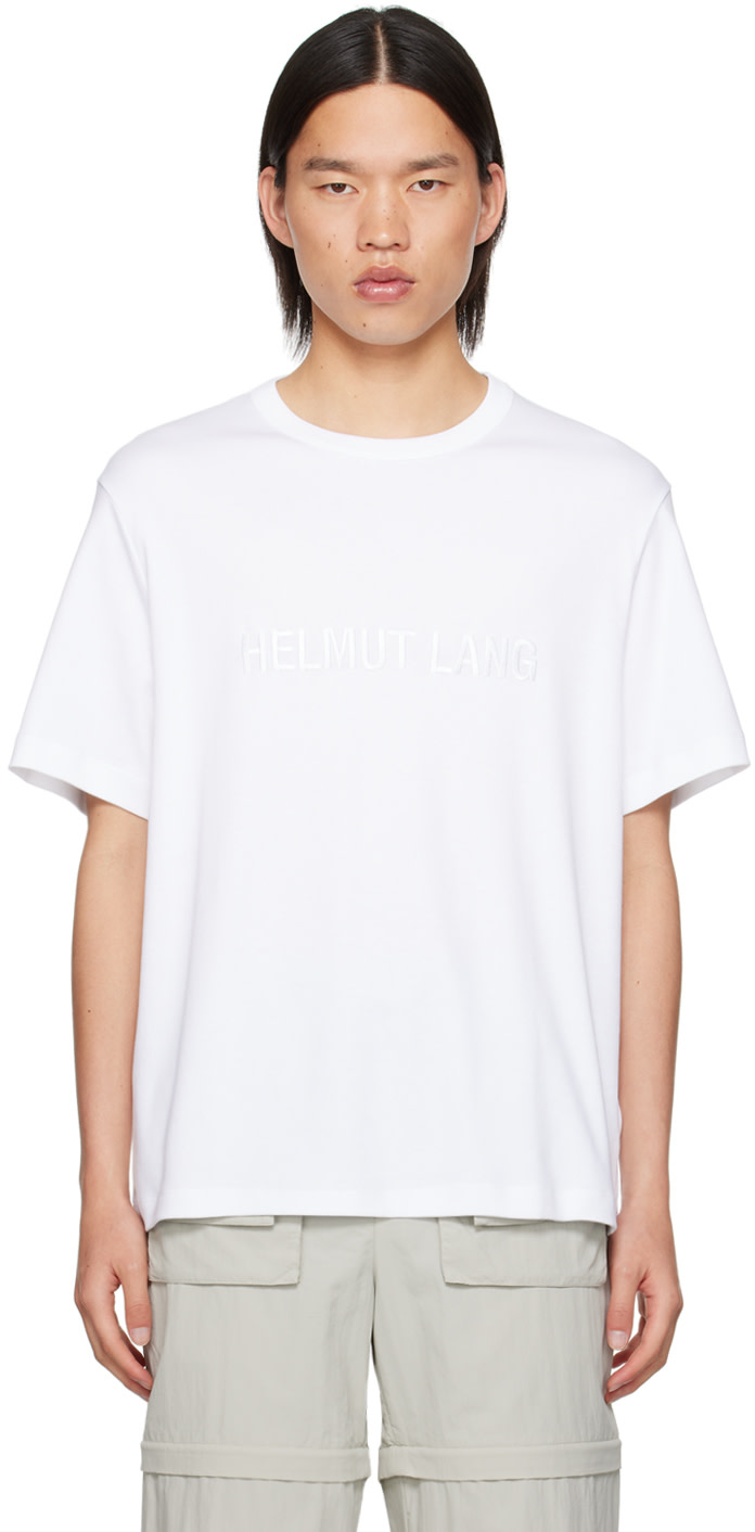 Helmut Lang: White Embroidered T-Shirt | SSENSE