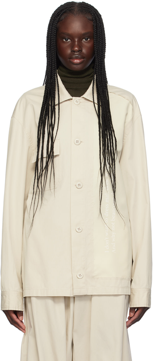 MM6 Maison Margiela: Off-White Paneled Jacket | SSENSE