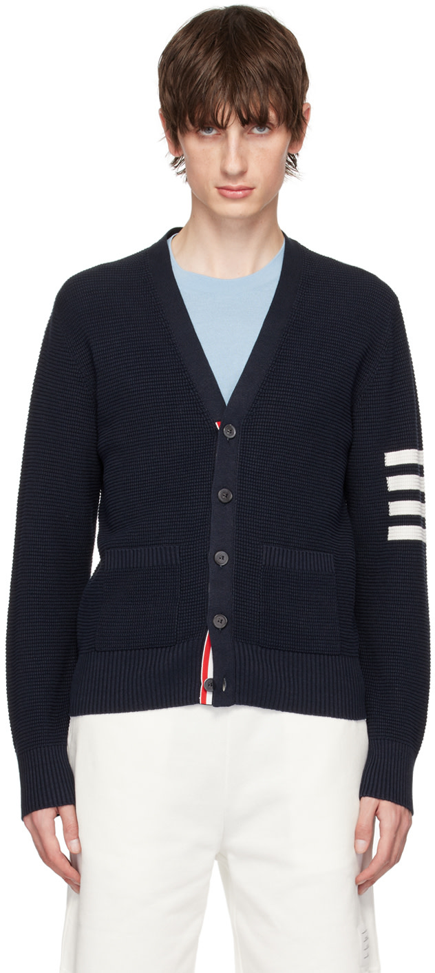 Thom Browne: Navy 4-Bar Cardigan | SSENSE