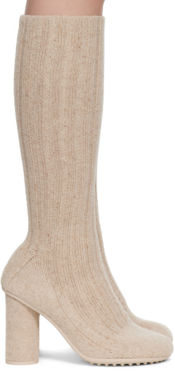 Bottega Veneta: Beige Atomic Boots | SSENSE