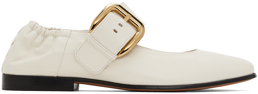 Bottega Veneta: オフホワイト Astaire メリージェーン フラット