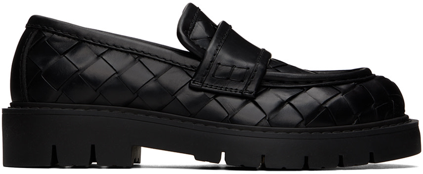 靴 BOTTEGA VENETA Intrecciato Loafers 35.5 Bottega Veneta: Black Haddock Loafers | SSENSE Canada