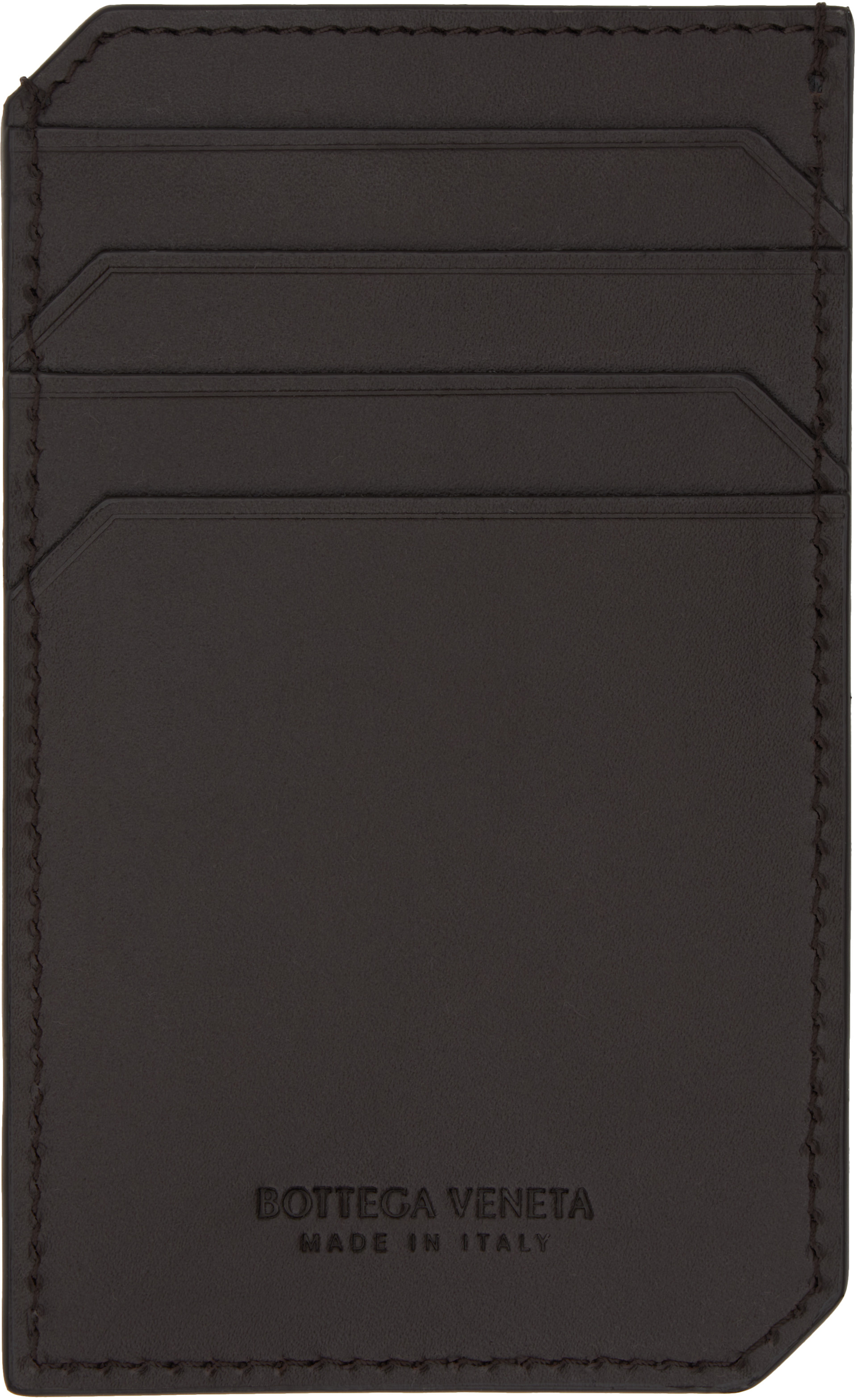 Bottega Veneta: Brown Intrecciato Piccolo Vertical Card Holder