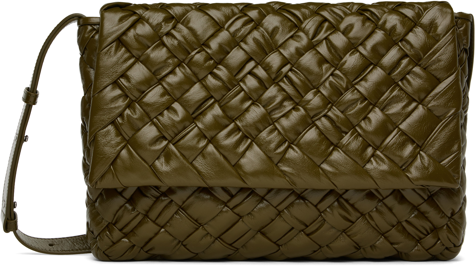 Bottega Veneta: Khaki Rumple Messenger Bag | SSENSE