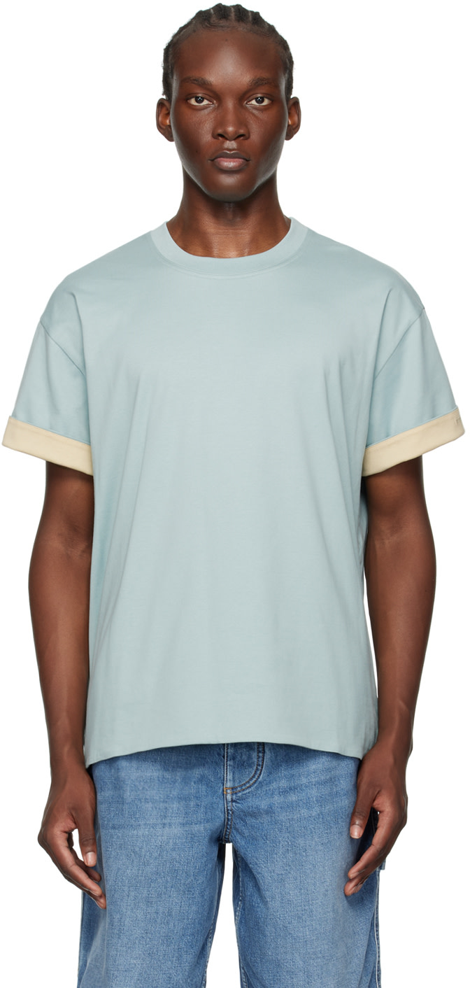 BOTTEGA VENETA ダブルレイヤーTシャツ 白x緑 Mサイズ Bottega Veneta: Blue Double Layer T-Shirt | SSENSE