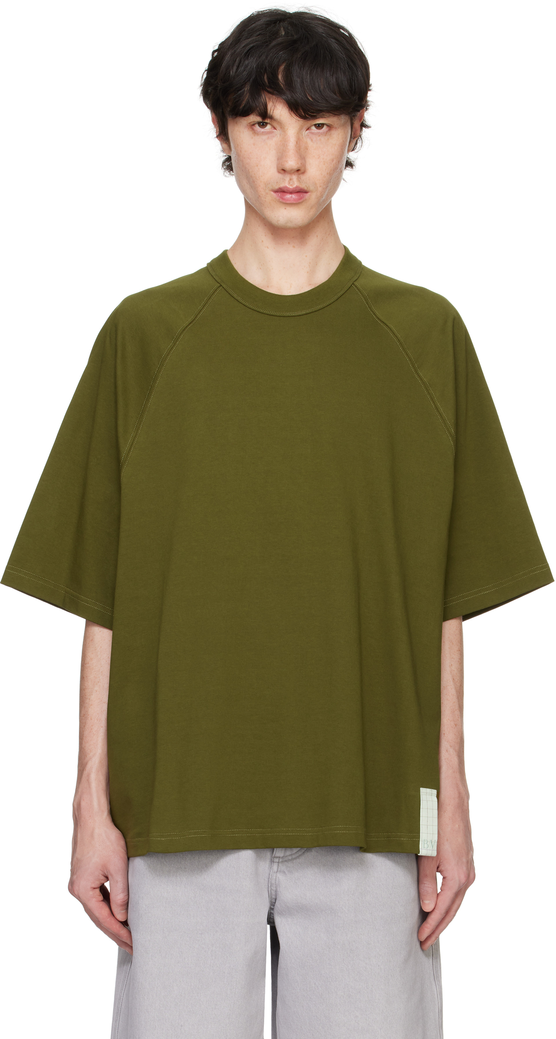 BOTTEGA VENETA Tシャツ Bottega Veneta: Khaki Pima Cotton Jersey T-shirt | SSENSE