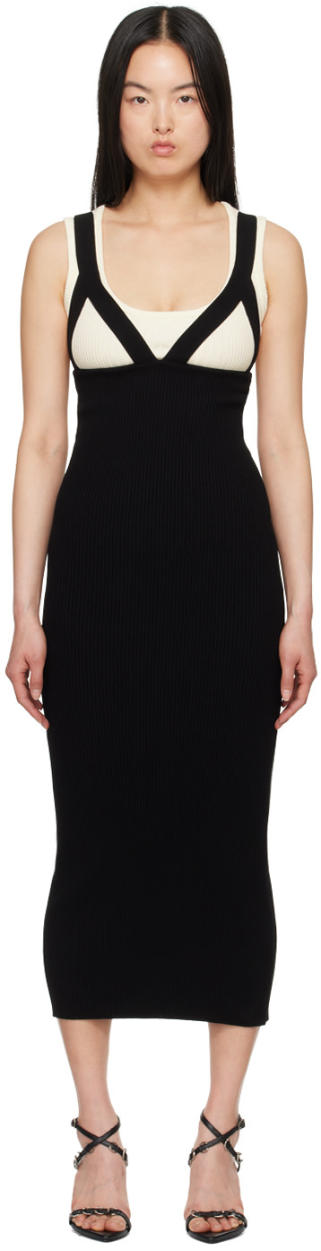 black knit midi dress with sleeves Black Pleated Knit Midi Dress | Long Sleeve A-Line Sweater Dress with Pearl  Cuffs | Elegant Mock Neck Fall Work Dress for Women main image 1