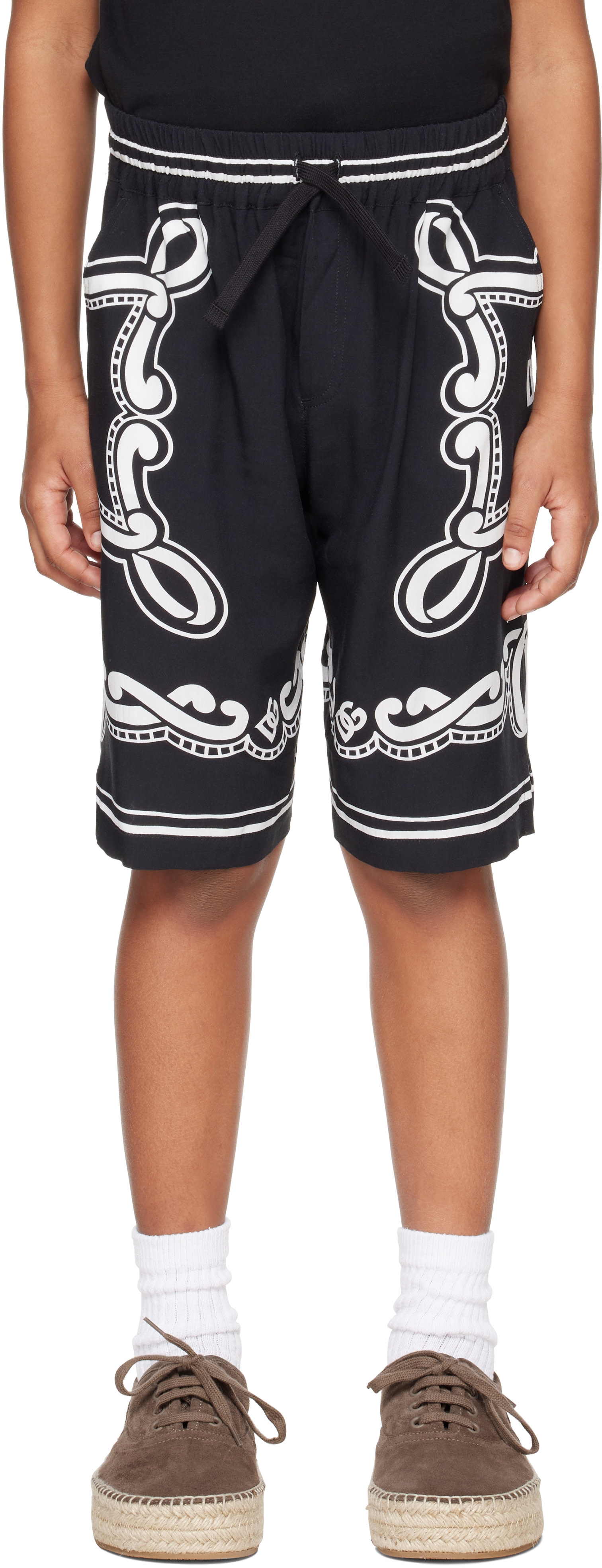 Kids Black Bandanna-Print Batik Shorts by Dolce&Gabbana on Sale