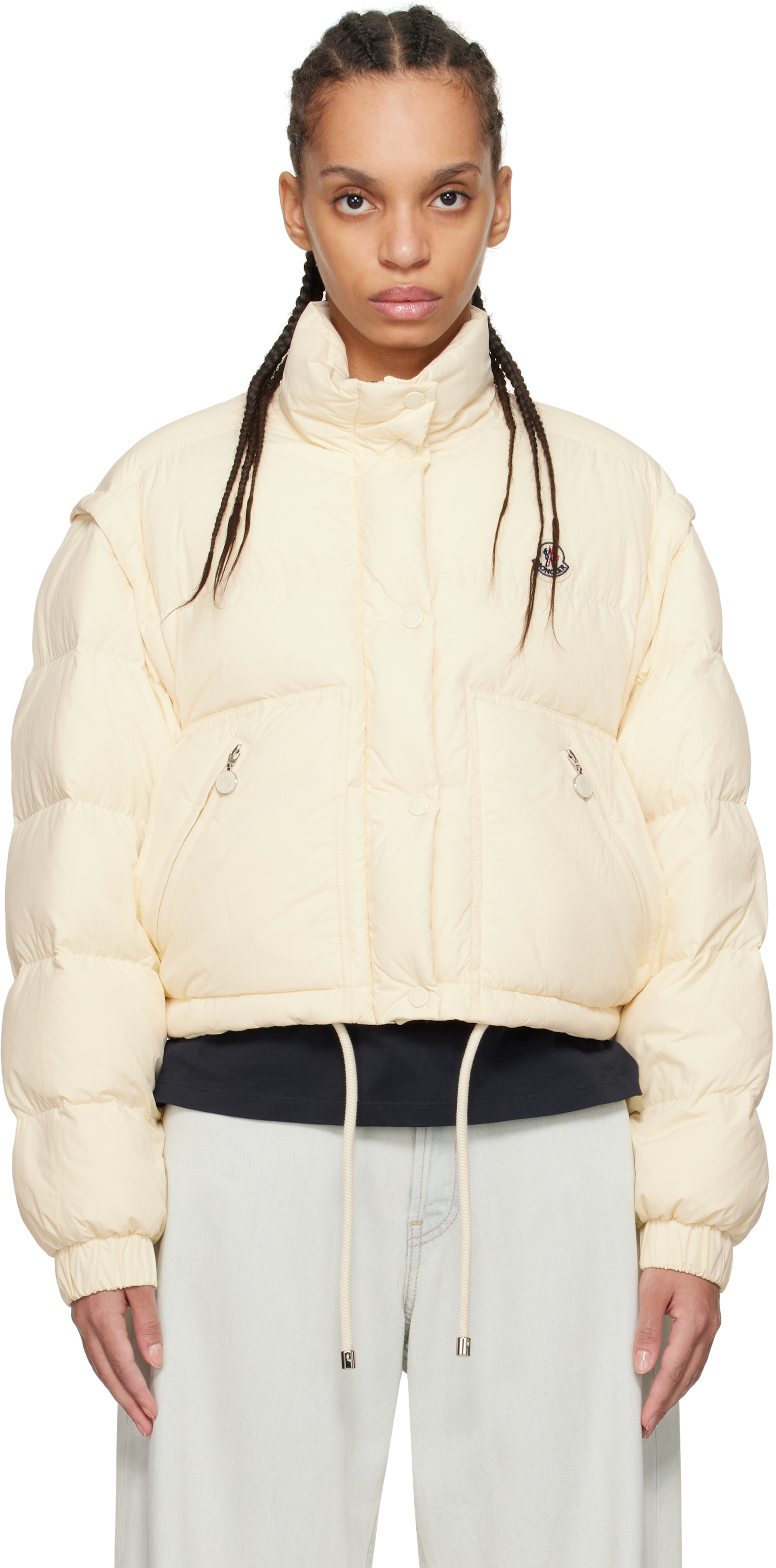 Moncler: Off-White Selle 2-in-1 Short Down Jacket | SSENSE