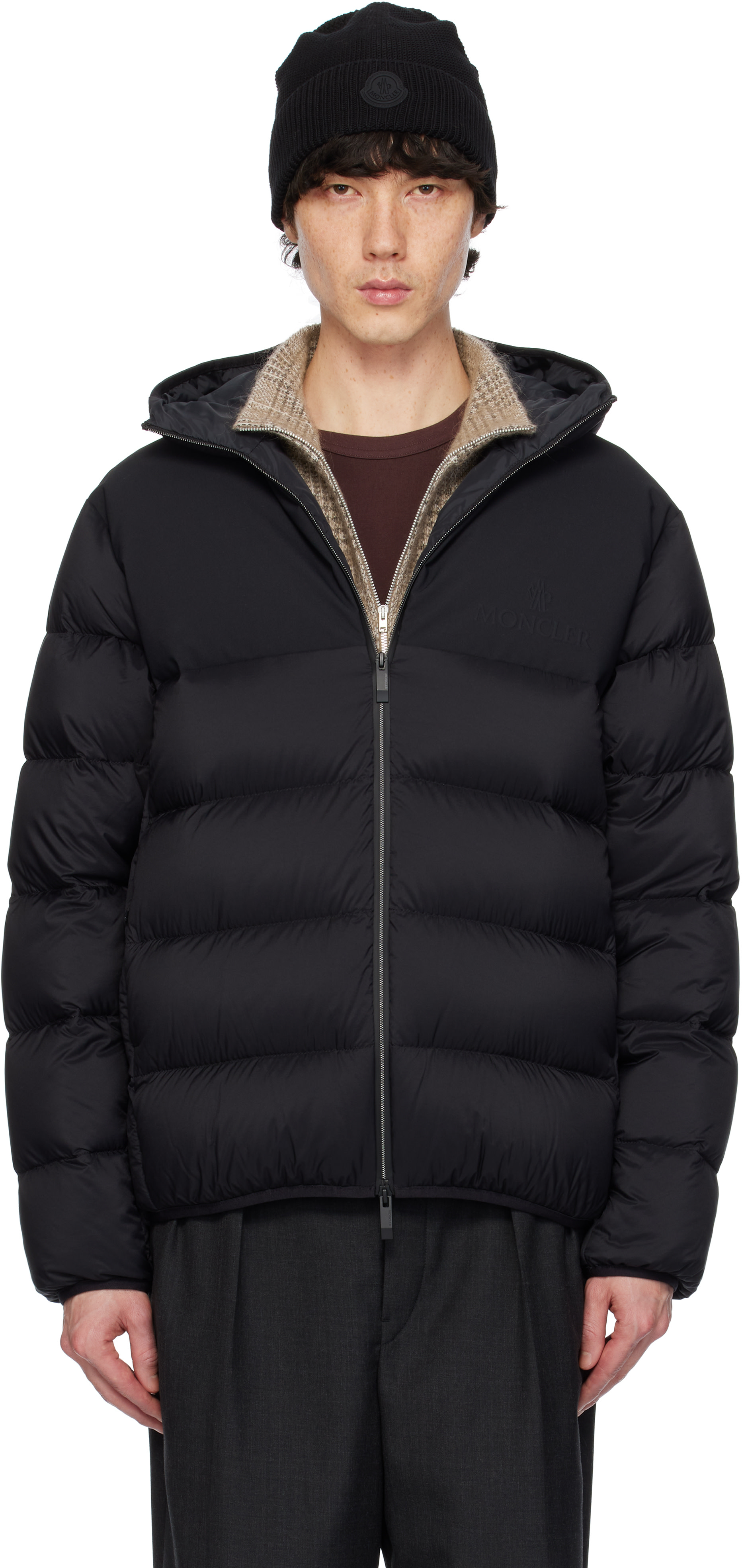 Moncler: Black Veumont Hooded Short Down Jacket | SSENSE