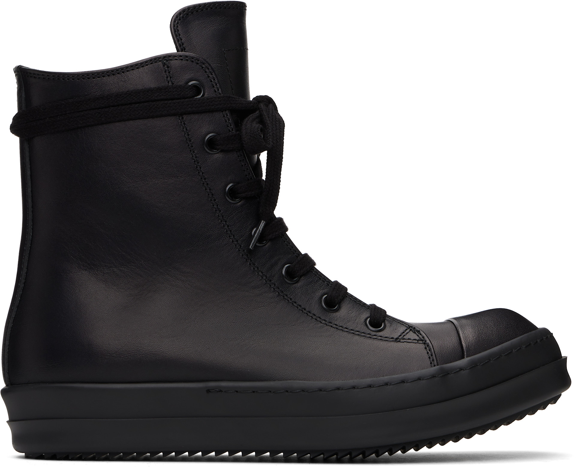 Rick Owens: ブラック Hollywood レザースニーカー | SSENSE 日本