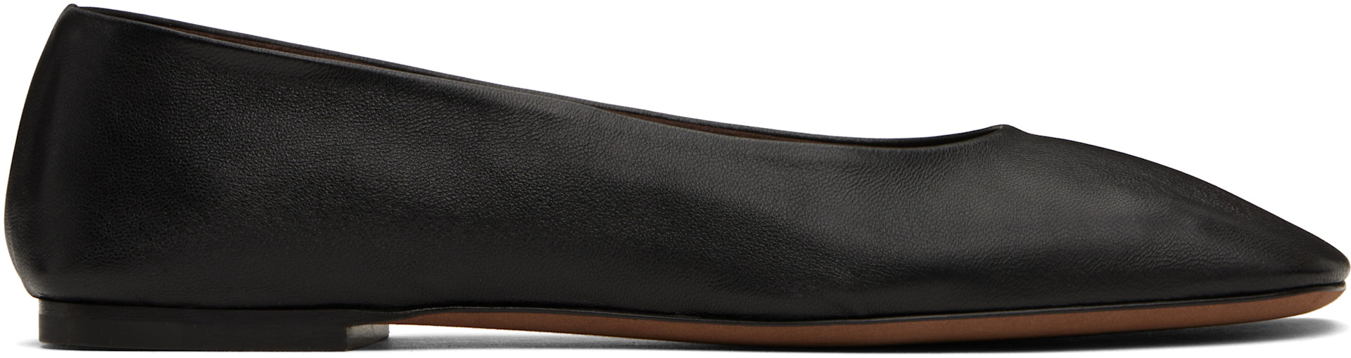 The Row 布バレリーナ 38 The Row: Black Square Ballerina Flats | SSENSE