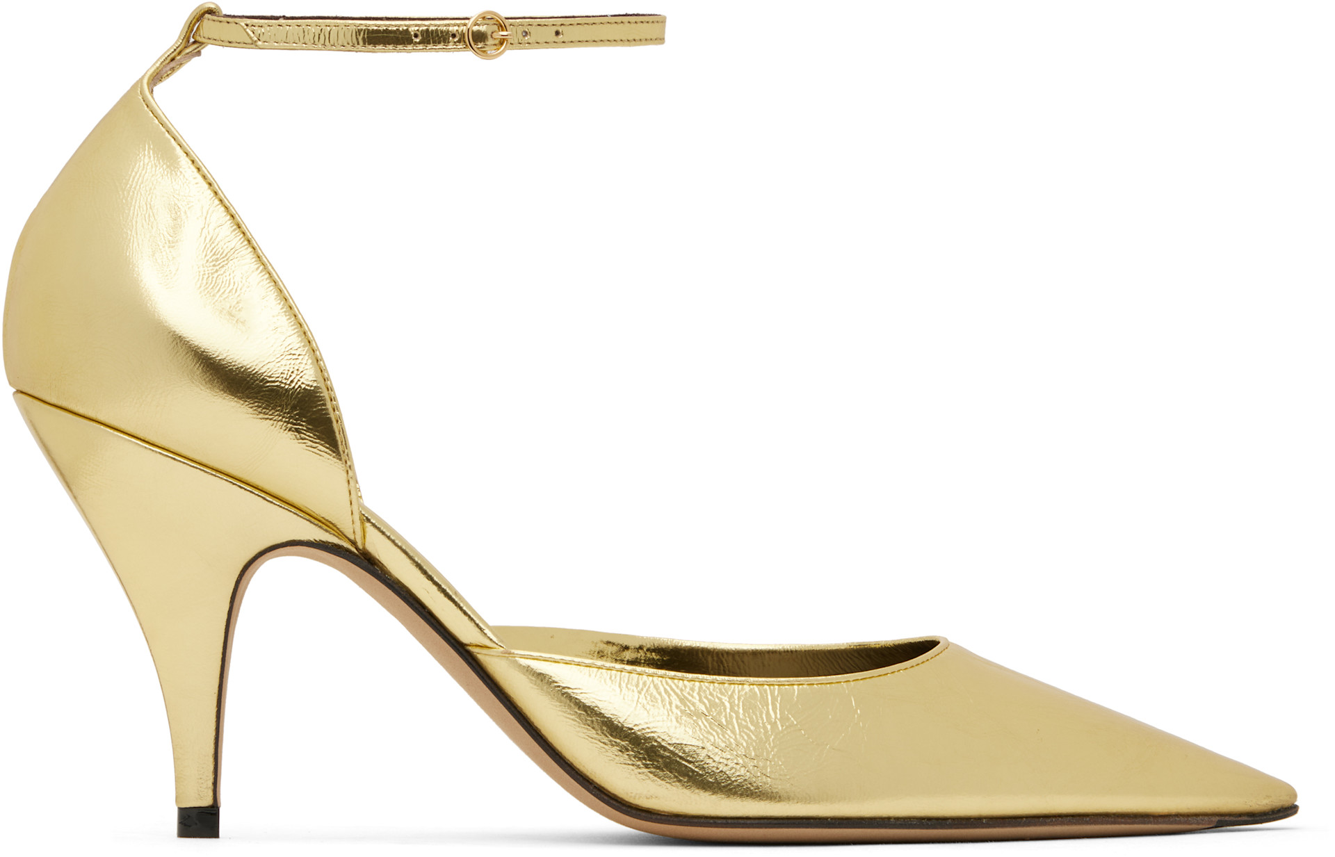 The Row: Gold Liisa D'Orsay Heels | SSENSE