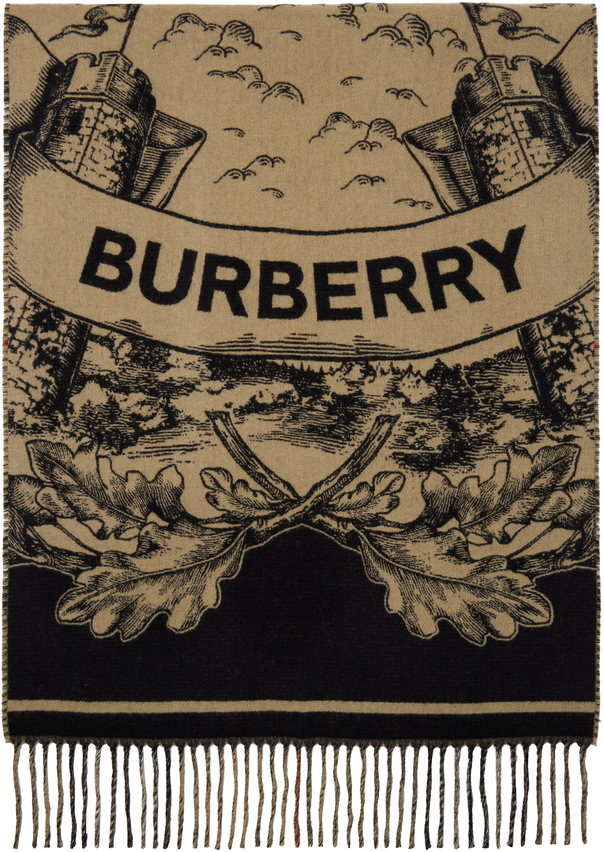 Burberry: ベージュ EKD カシミヤ リバーシブル マフラー | SSENSE 日本