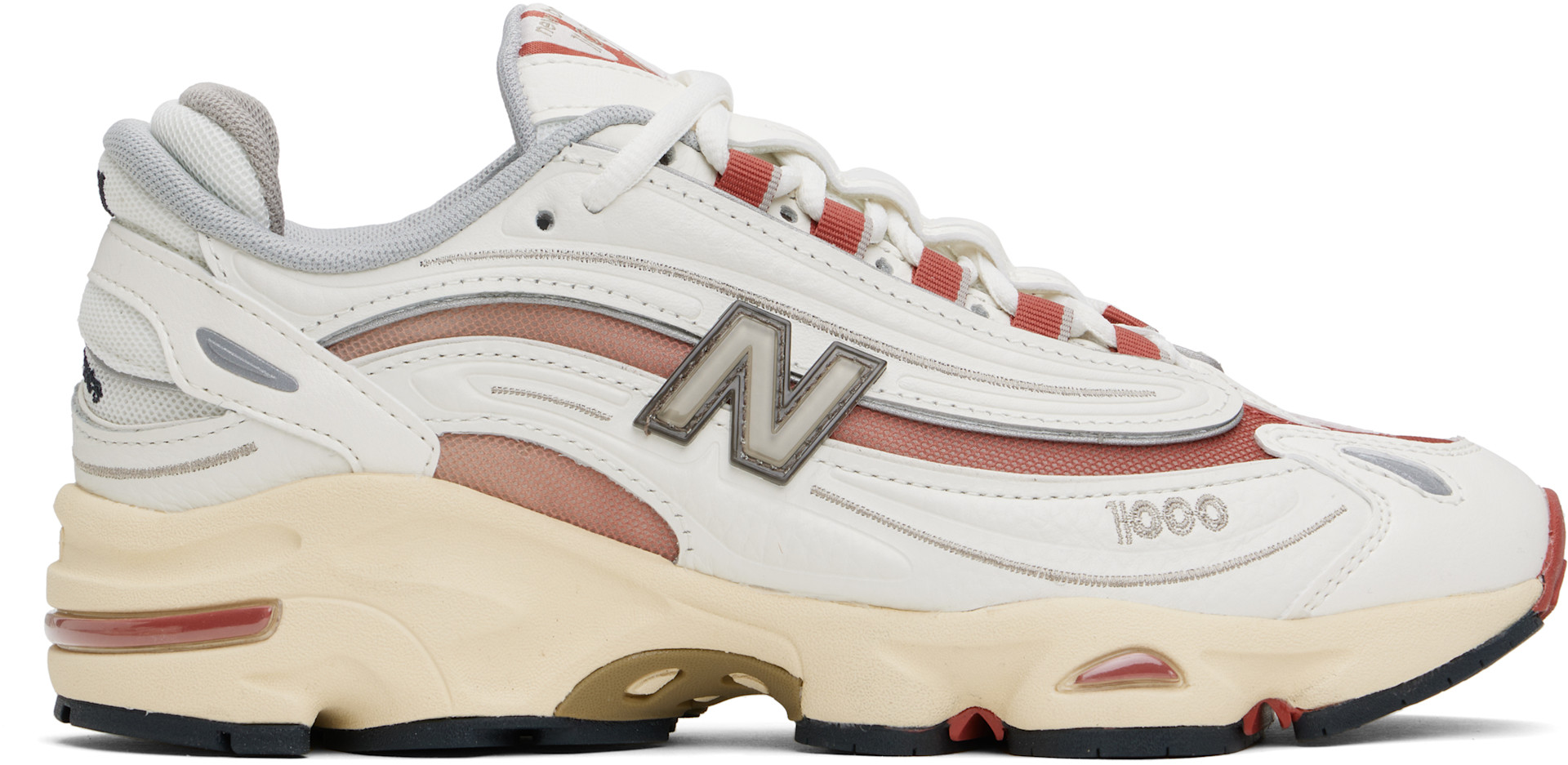 New Balance: ホワイト＆レッド 1000 スニーカー | SSENSE 日本