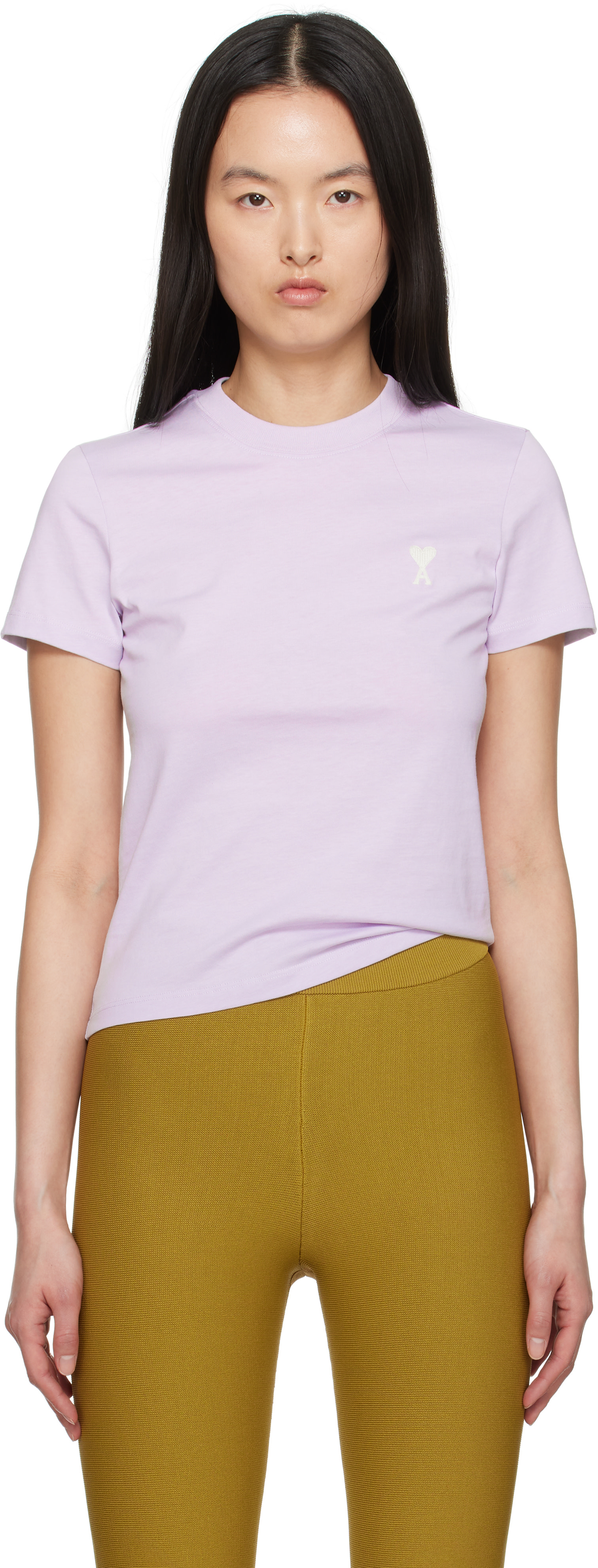 Ami Paris トップス AMI Paris: Purple Cotton Cropped T-shirt | SSENSE United Kingdom