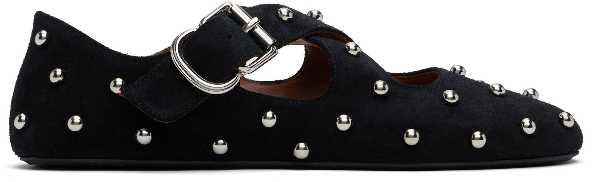 ALAÏA: Black Criss Cross Ballerina Flats | SSENSE