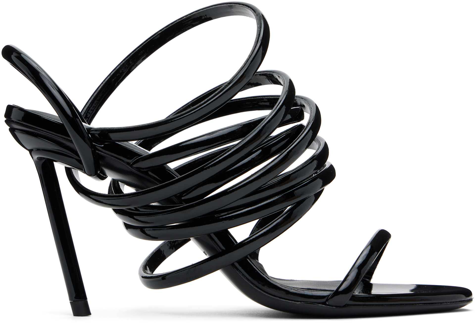ALAÏA: Black Multistrap Heeled Sandals | SSENSE