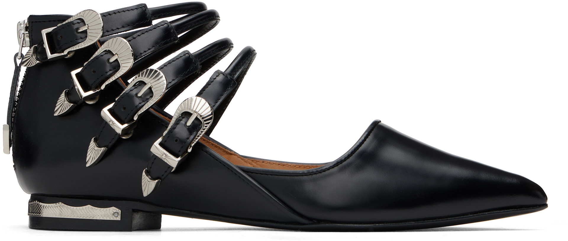 TOGA PULLA パンプス Toga Pulla: Black Polido Multi Strap Ballerina Flats | SSENSE