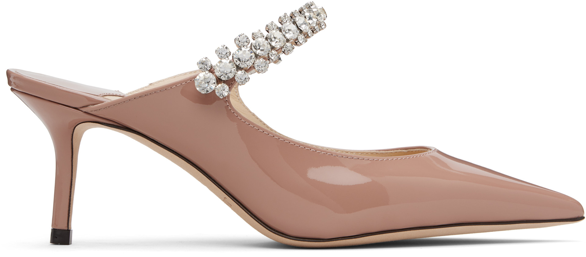 JIMMY CHOO　ピンクベージュ ミュール Ballet Pink Patent Leather Mules | ANISE 95 | Spring 2022