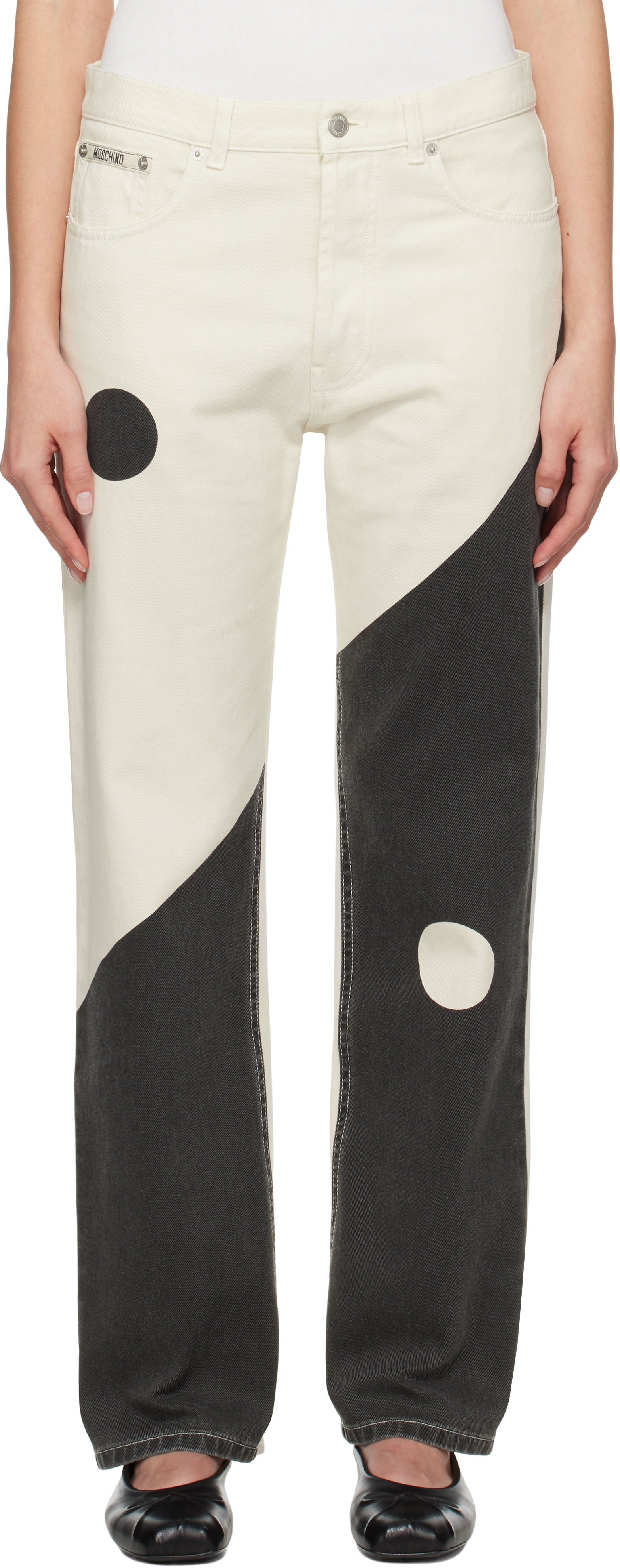 Moschino: Off-White & Black Iconic Archive Tao Jeans | SSENSE