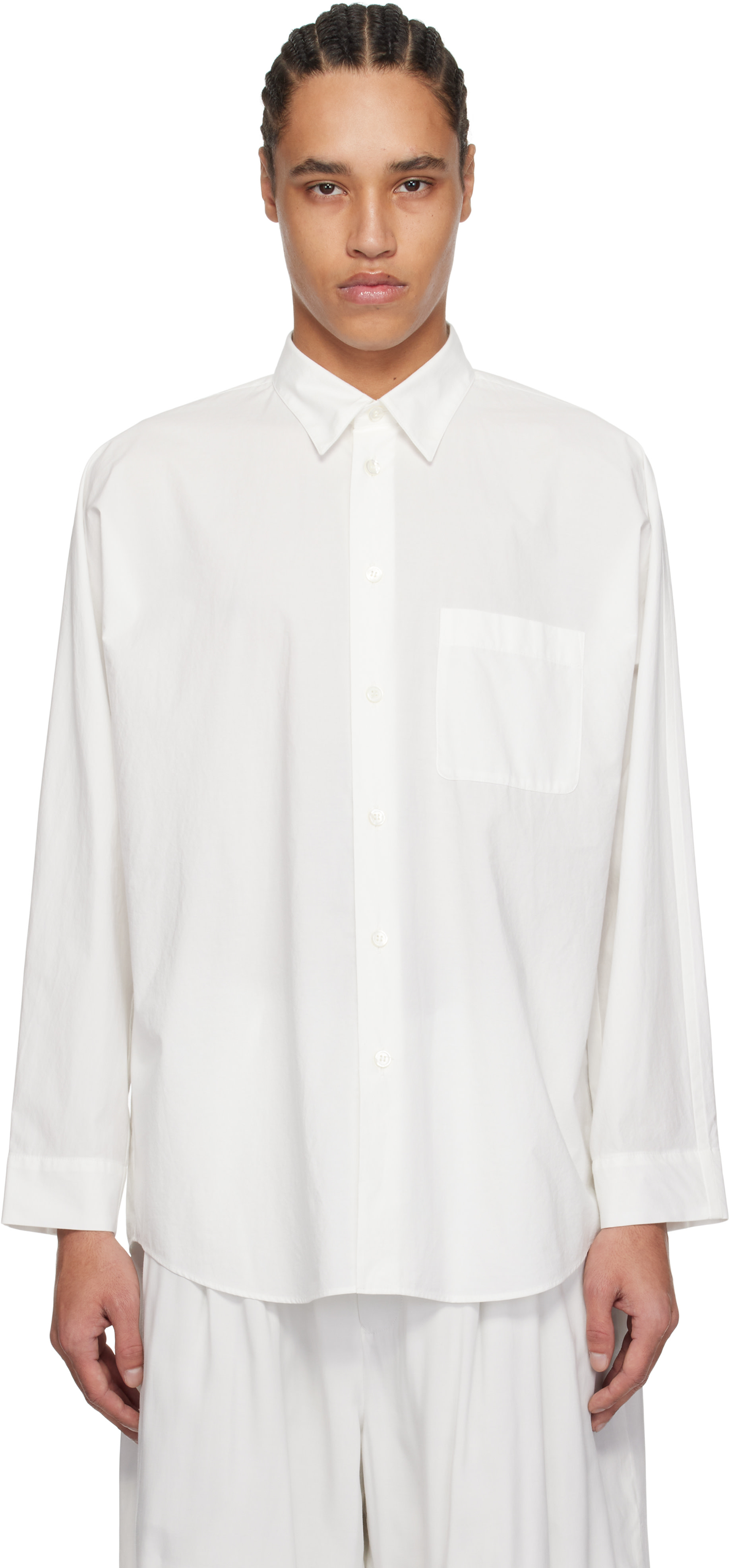 HOMME PLISSÉ ISSEY MIYAKE: White Streamline Shirt | SSENSE