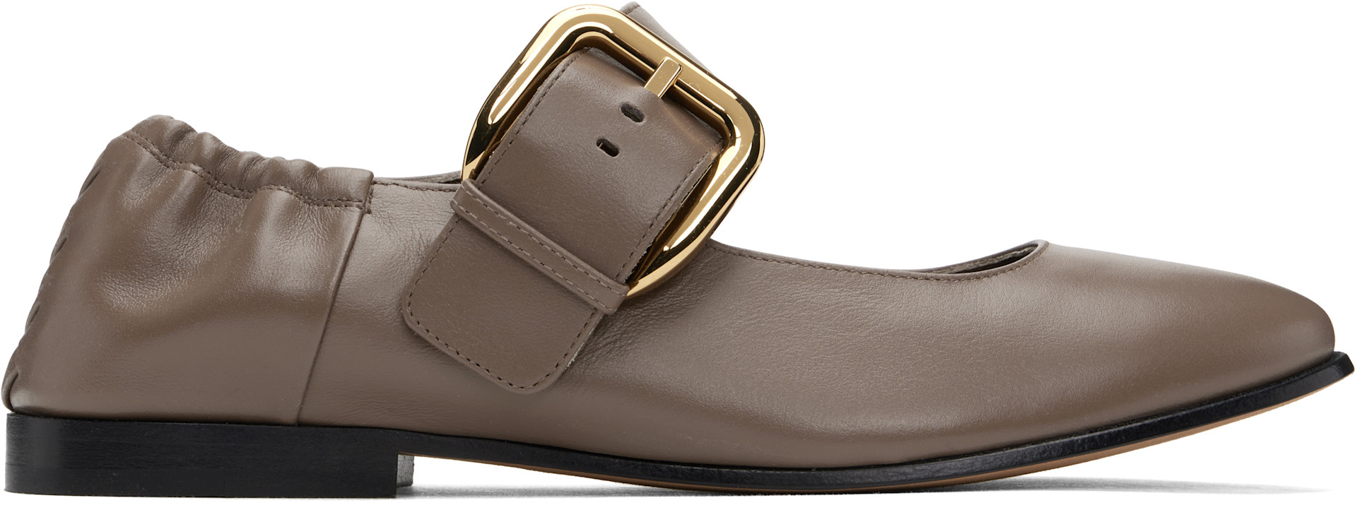 Bottega Veneta: Taupe Astaire Mary-Jane Ballerina Flats | SSENSE