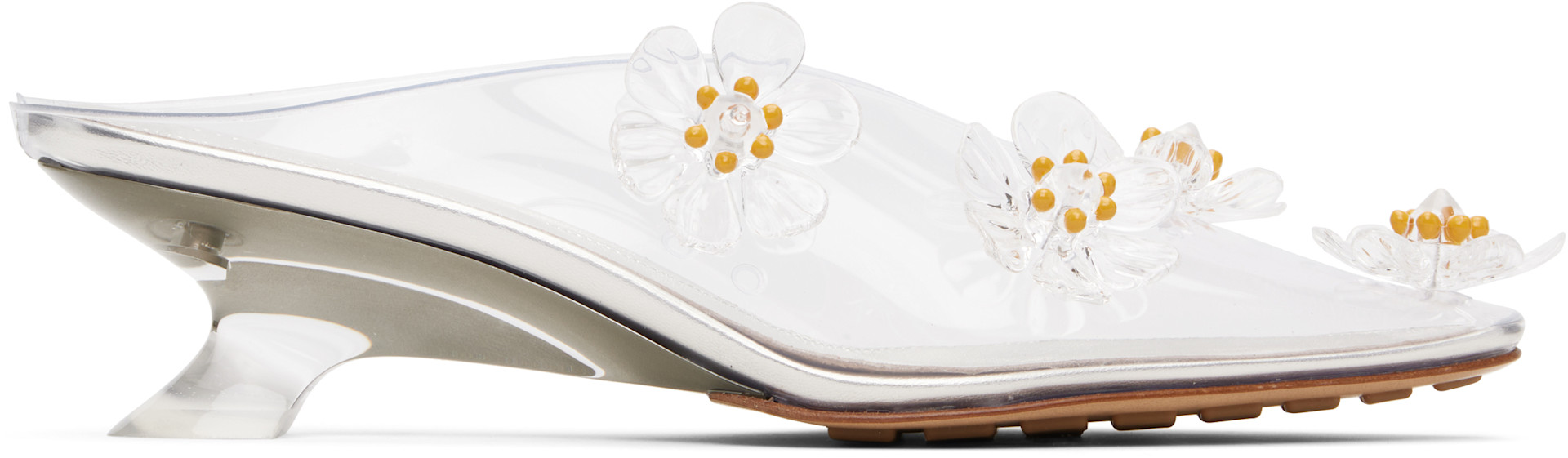 Bottega Veneta: Transparent Jet Mule Heels | SSENSE