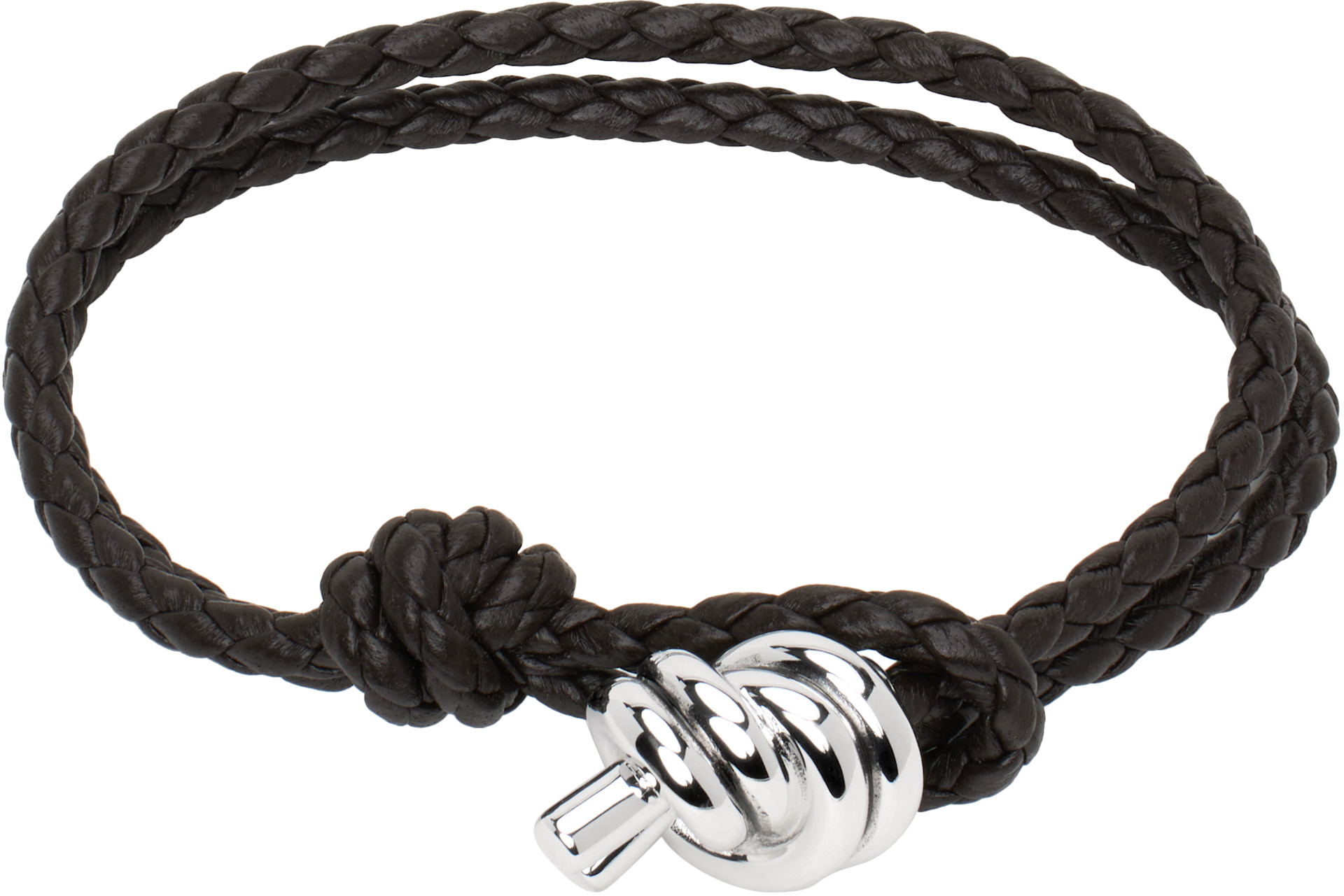 Bottega Veneta: ブラウン Knot レザーブレスレット | SSENSE 日本