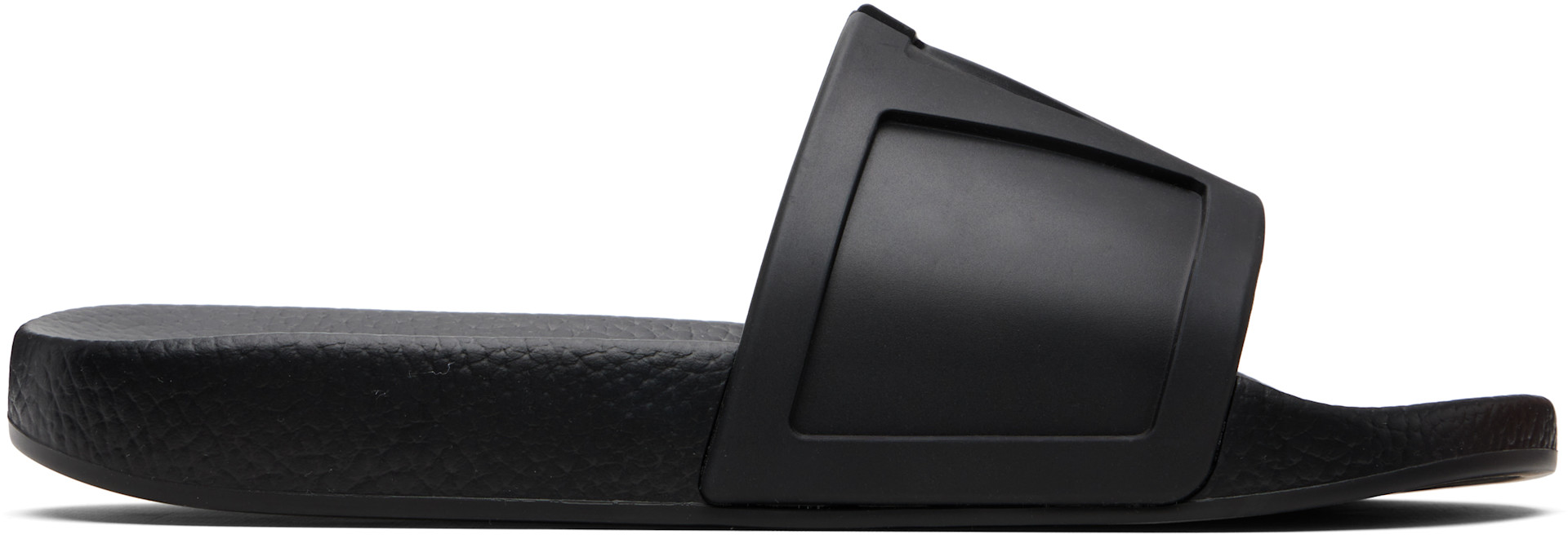 バレンティノ 35.5 サンダル Valentino Garavani: Black Coolside Rubber Slide Sandals | SSENSE