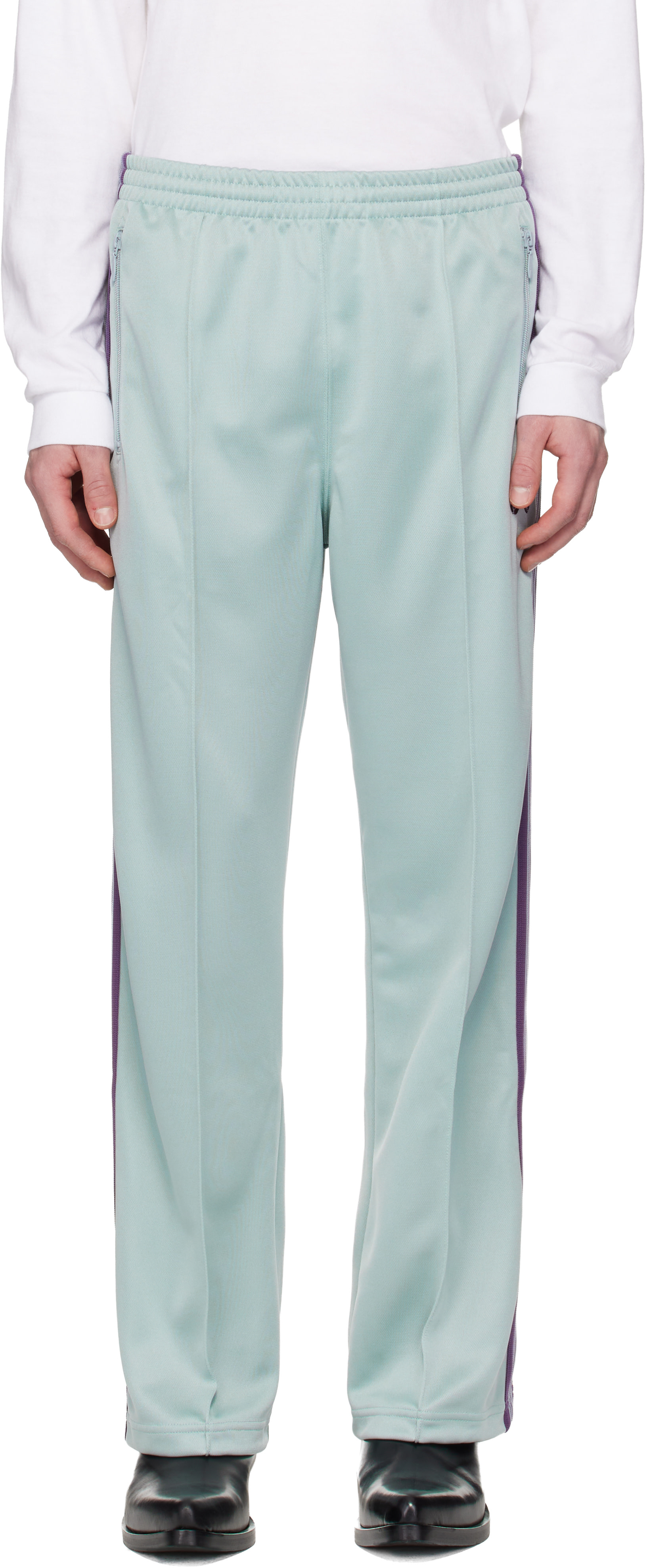 NEEDLES: Green Poly Smooth Track Pants | SSENSE