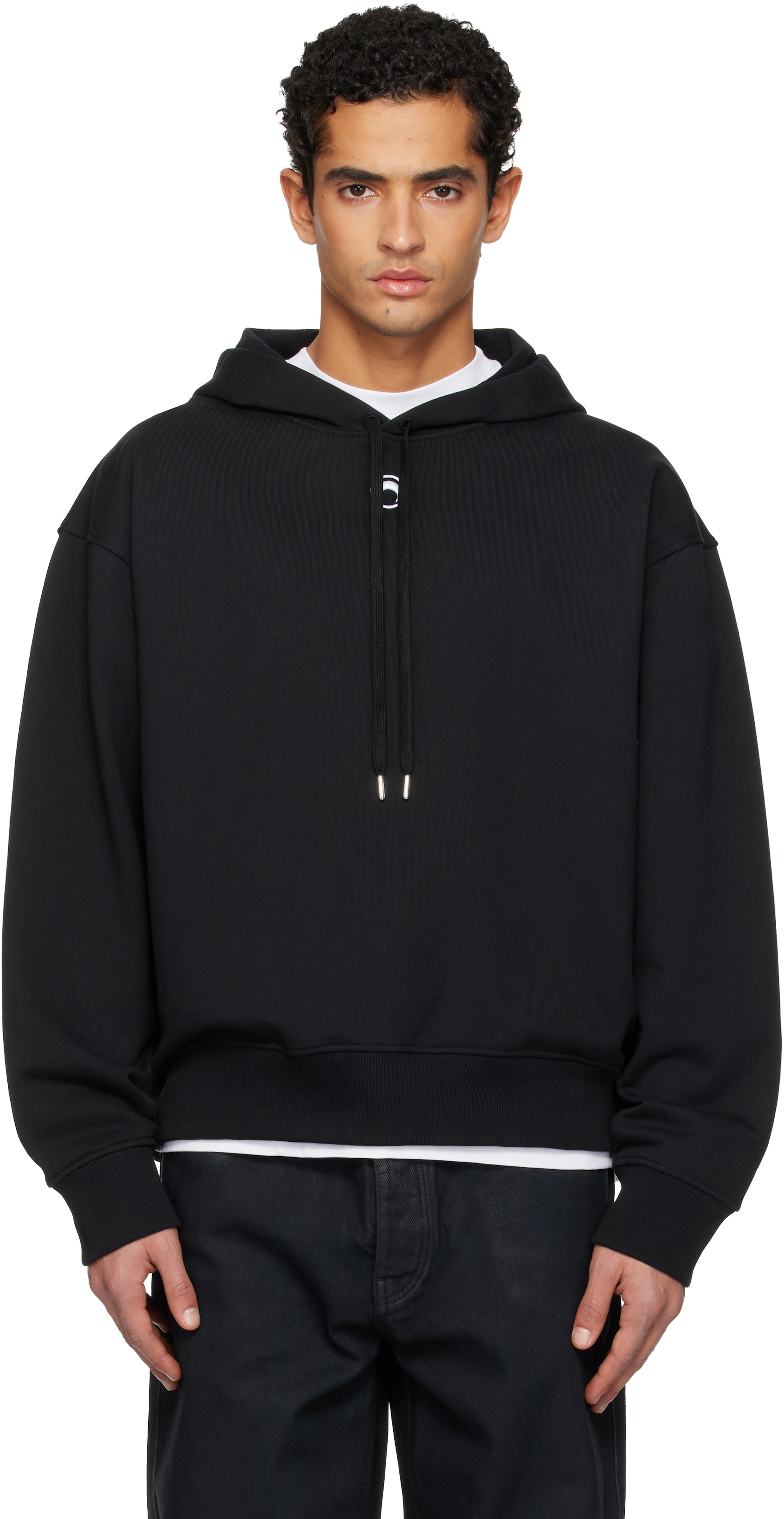Marine Serre: Black Moon Logo Hoodie | SSENSE