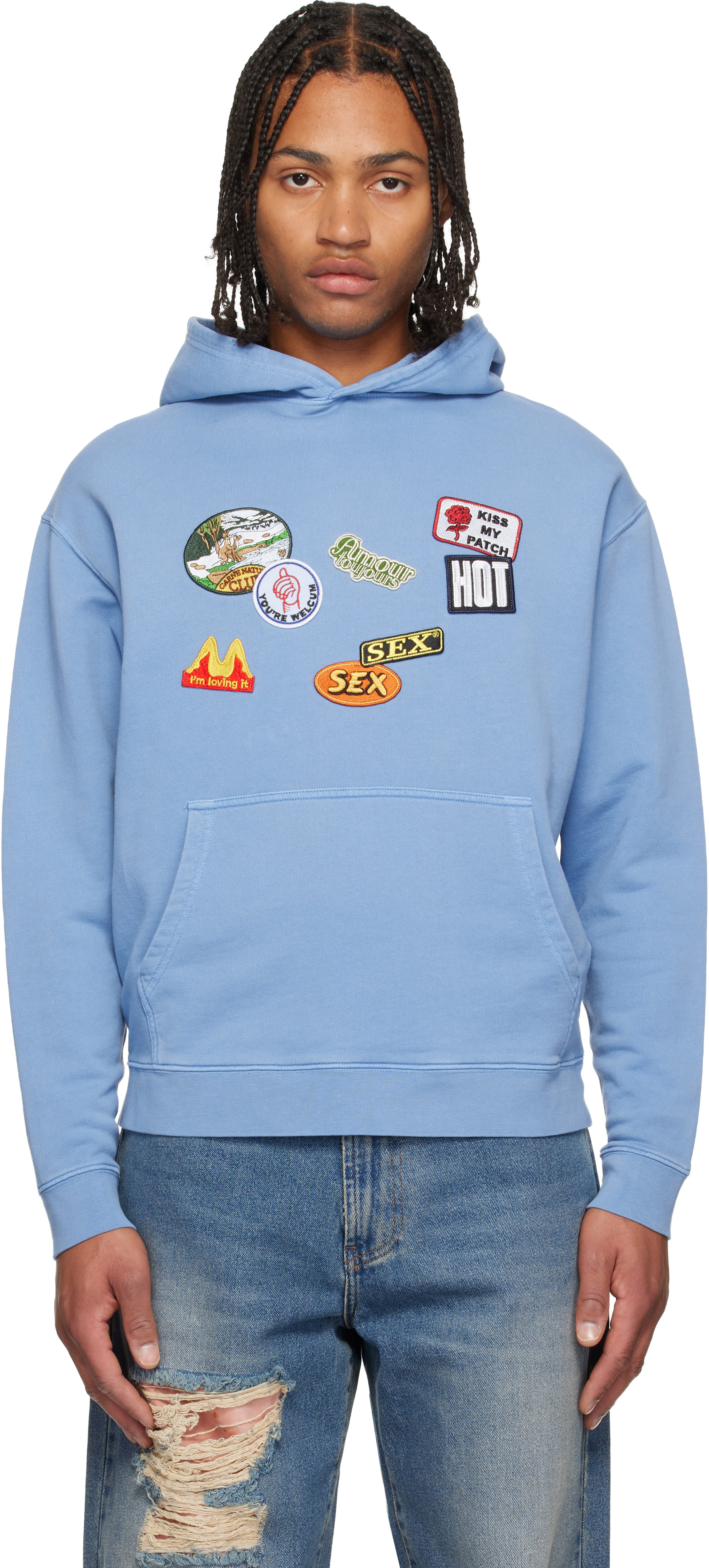 carne bollente フーディー パーカー XL Carne Bollente: SSENSE Exclusive Gray Zipcode Desire 'Sex' Hoodie