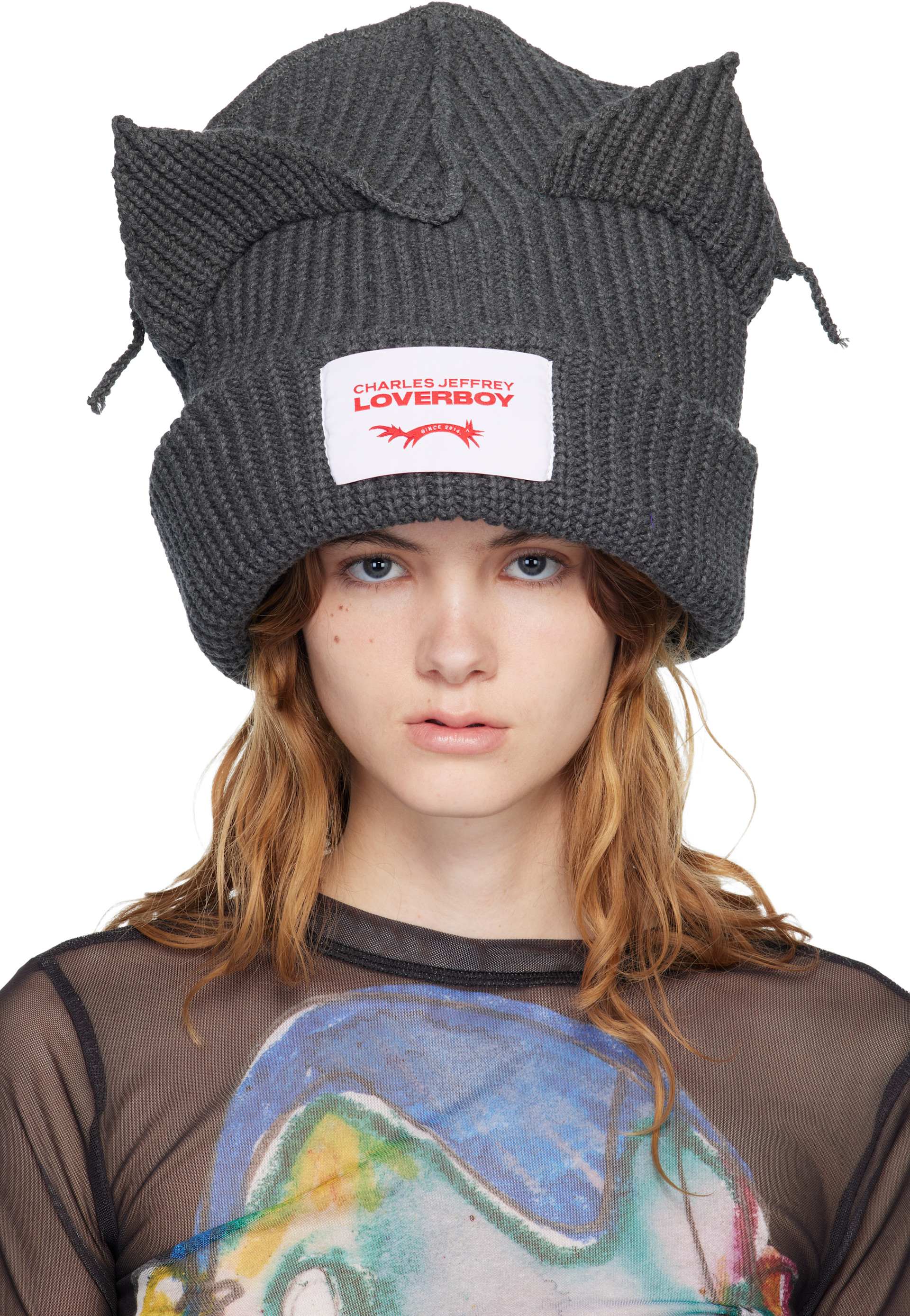 Charles Jeffrey LOVERBOY: Gray Supersized Chunky Ears Beanie | SSENSE