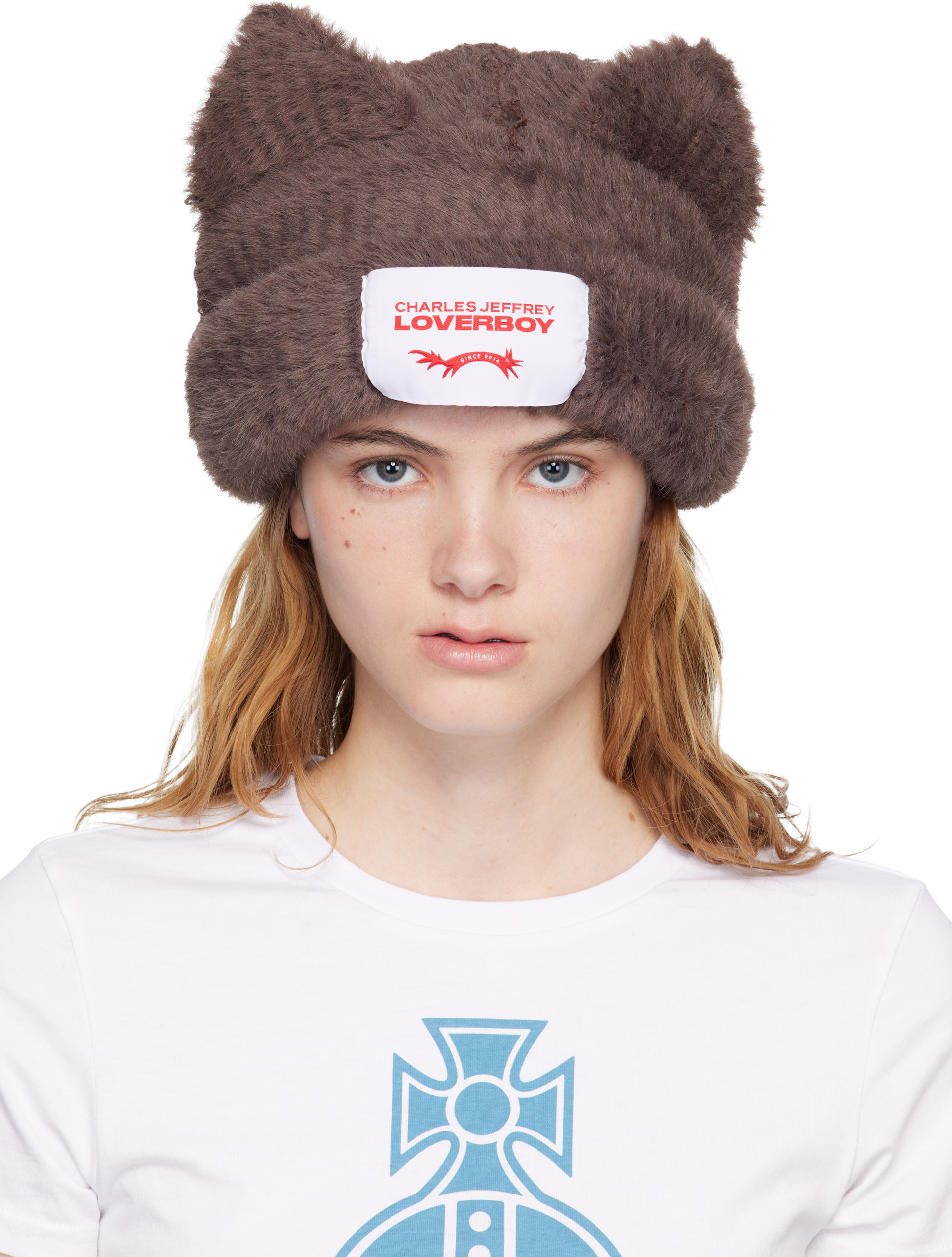 Charles Jeffrey LOVERBOY: ブラウン Fluffy Chunky Ears ビーニー