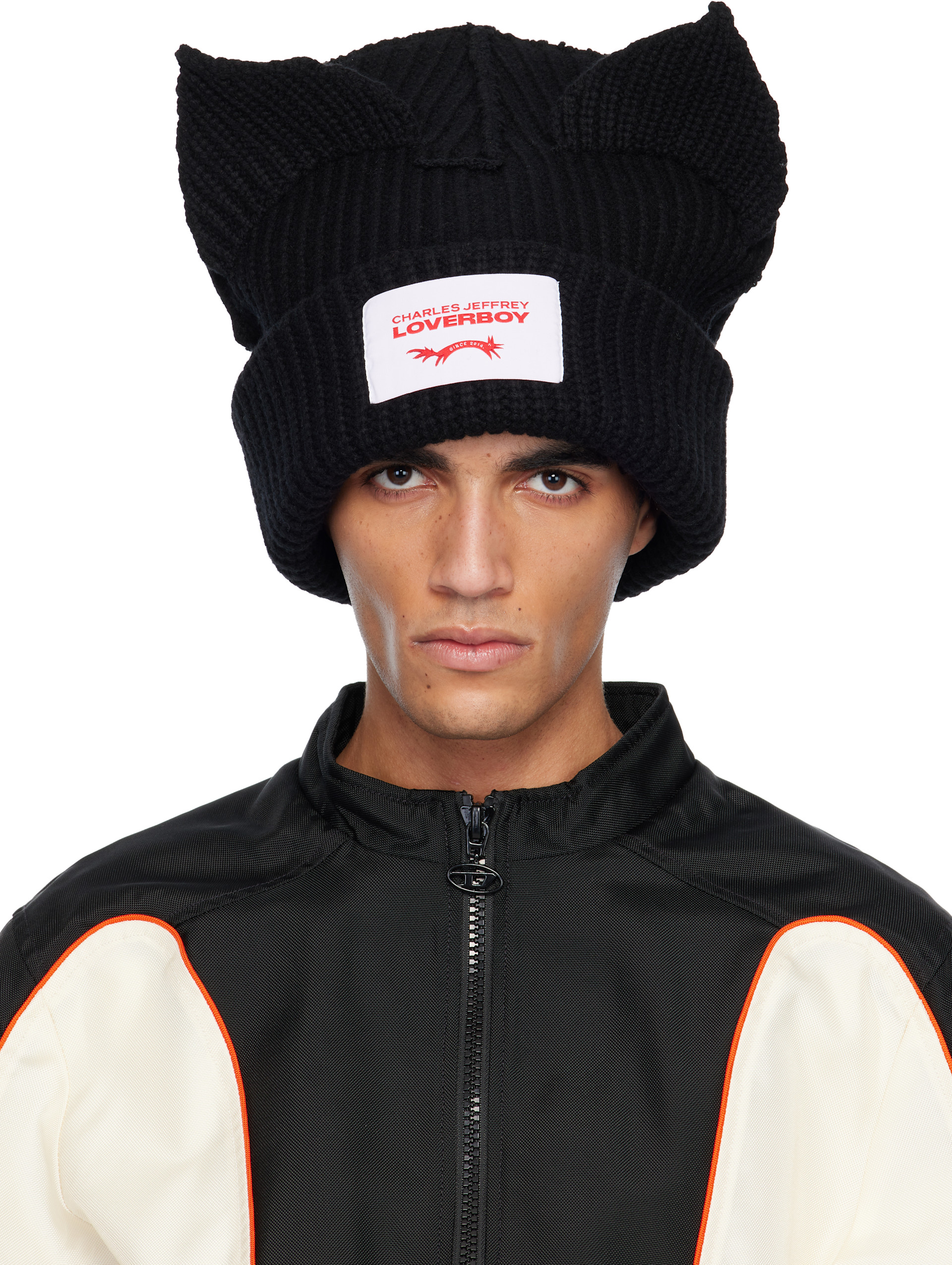 しゅが　LOVERBOY Supersized Chunky Ears Charles Jeffrey LOVERBOY: Black Supersized Chunky Ears Beanie